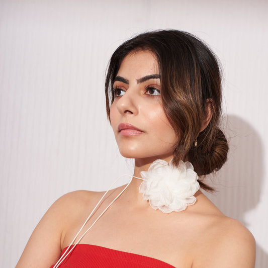 2-in-1 Ivory Rose Hair Tie/Choker