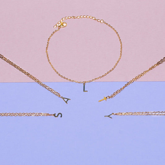 18K Gold Plated Personalized Initial Bracelet