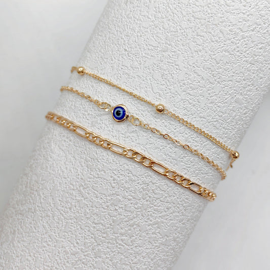 3-Piece Evil Eye Minimalist Bracelet