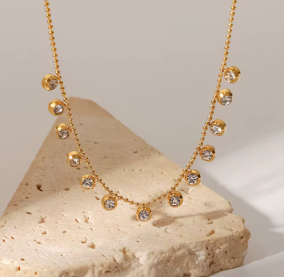 Dainty Gold Beaded Chain Necklace