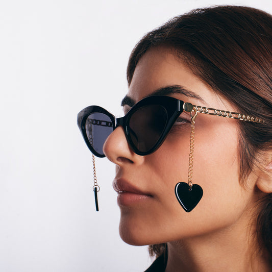 2-in-1 Tassel Heart Cat Eye Sunglasses