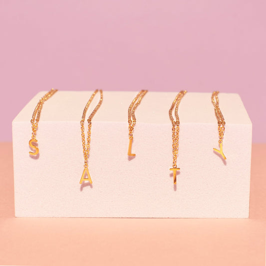 18K Gold Plated Personalized Initial Necklace