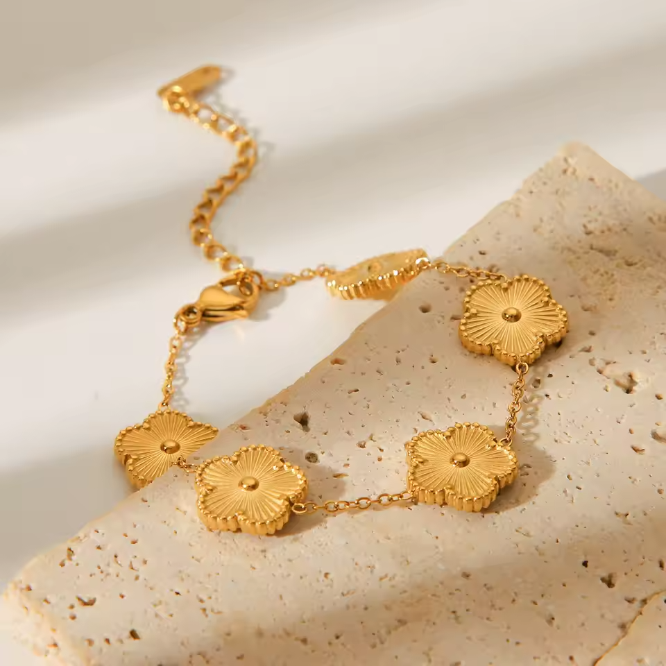 Gold-Plated Clover Charm Bracelet