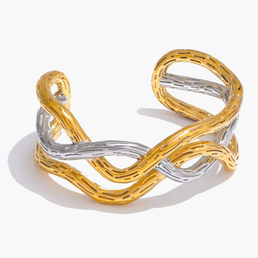 Dual-Tone Intertwined Cuff Bracelet