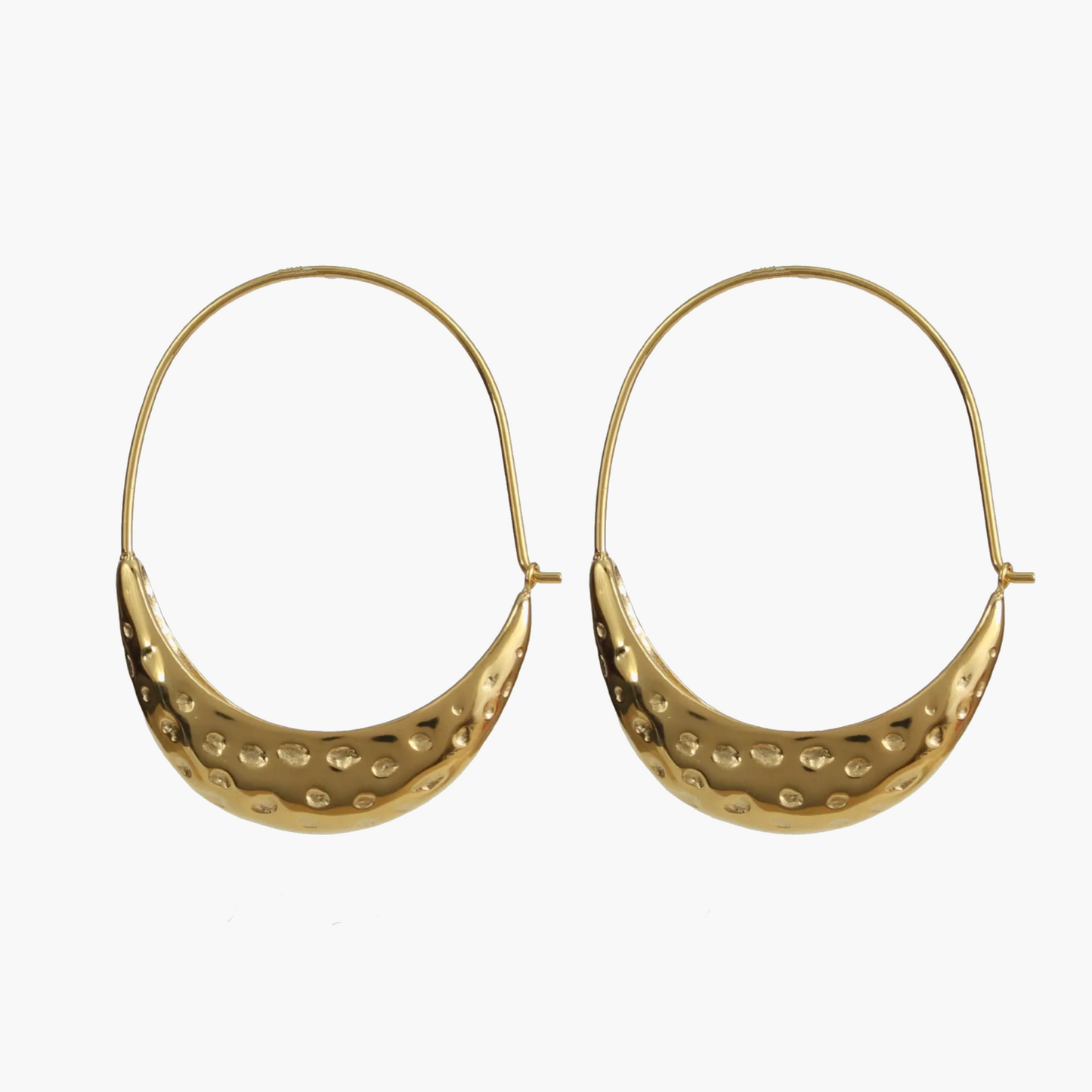 Gold-Toned Textured Crescent Hoop Earrings